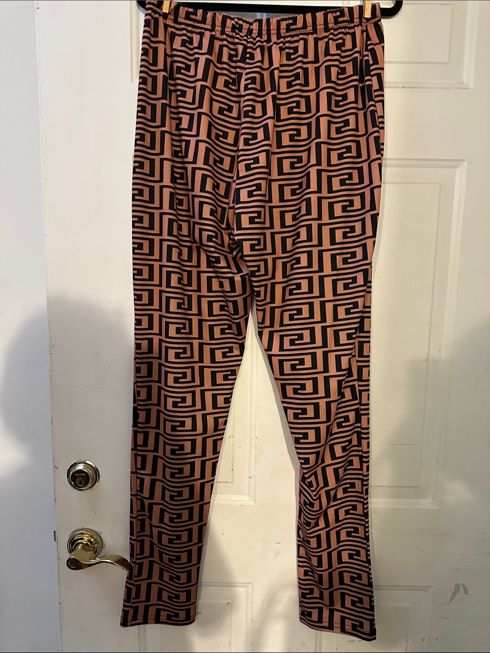 Men's Peach & Black Geometric Joggers